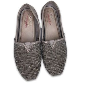BOBS Big Dreamer Pewter Flats with Rhinestones Size 8